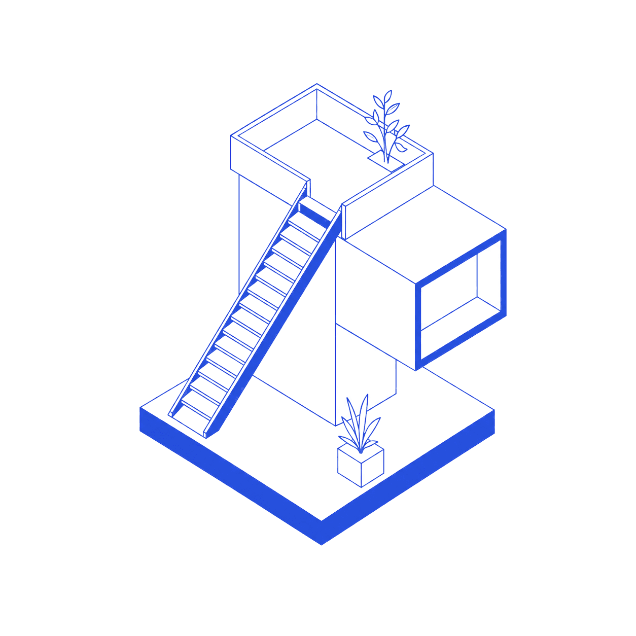 Abstract architectural line drawing representing Ethan Deng's design background